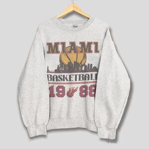 Vintage 1988 Miami Heat Basketball Sweatshirt, Retro Miami Basketball Shirt Tee